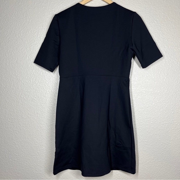Zara Mini Dress Scuba Zip Front Black Short Sleeve Stretch Women’s Size Medium - Picture 3 of 6